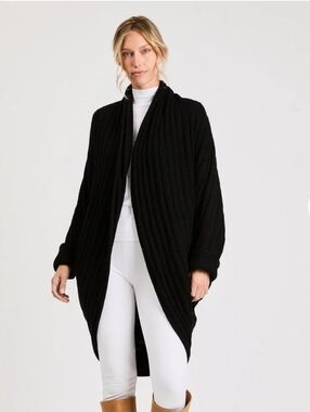 BERYLL Ava Black Cashmere Cocoon Cardigan Sweater O/S fits all
